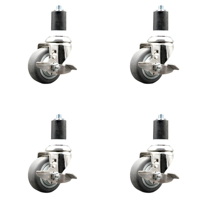 Thermoplastic Rubber Swivel Caster Set Brake