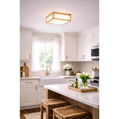 10-Inches Antique Brass Integrated Led Flush Mount Lighting, Bright And Efficient Energy-Smart Output 1120 Lumens At 24W, 3 Color Temperature Alternate Options  3000K/4000K/5000K , Dimmable Fixture,