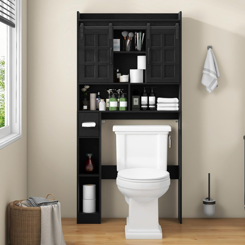 Over The Toilet Storage Cabinet With Sliding Doors, Wash Gray