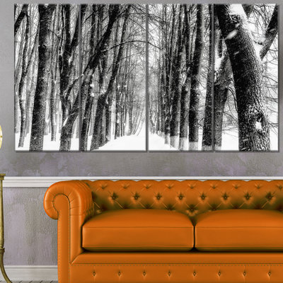 «Snowy Forest Black and White», ensemble de 4 reproductions de photos sur toiles tendues