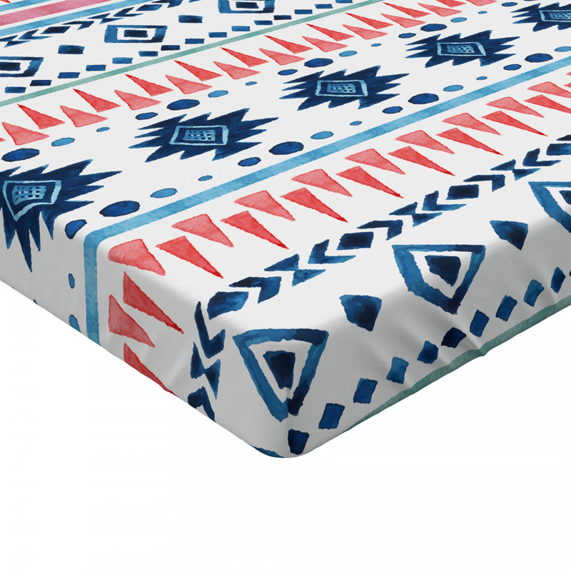 Microfiber Geometric Fitted Sheet, Queen Fitted Sheet