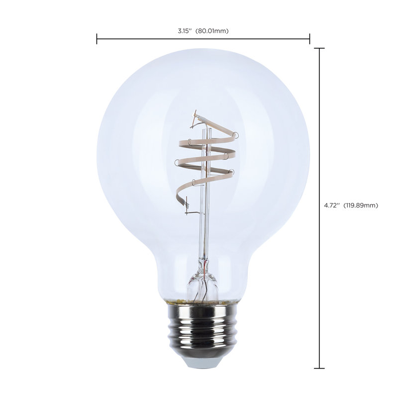 6 Watt LED - Flex Gray Coil Filament - G25 - Medium Base - 2700K CCT - Clear - 120 Volt