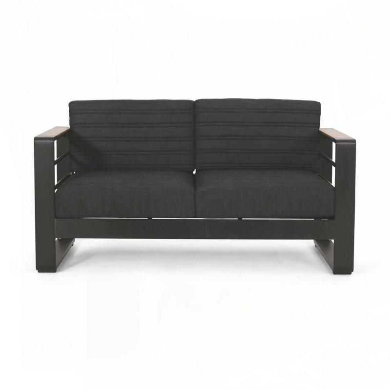 56.75" Outdoor Aluminium Patio Loveseat with Cushions