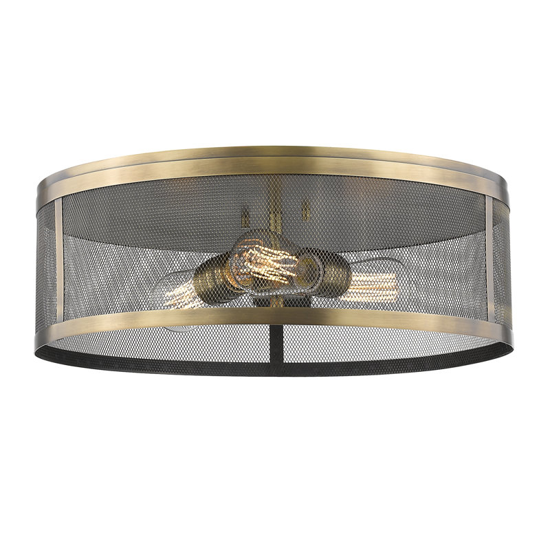 Plafonnier encastré 3 lumières Alyria, H 6 po x l 18 po x P 18 po, Laiton naturel