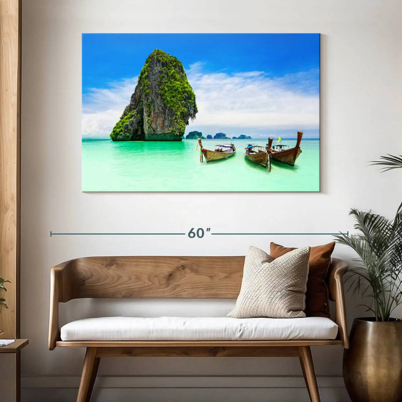 Bateaux Mehar à l'île de Krabi, H 32 po x l 48 po