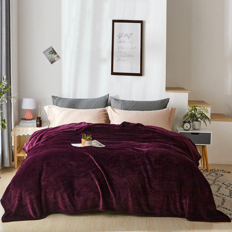 Couverture en flanelle légère et confortable, Mauve, Grand lit