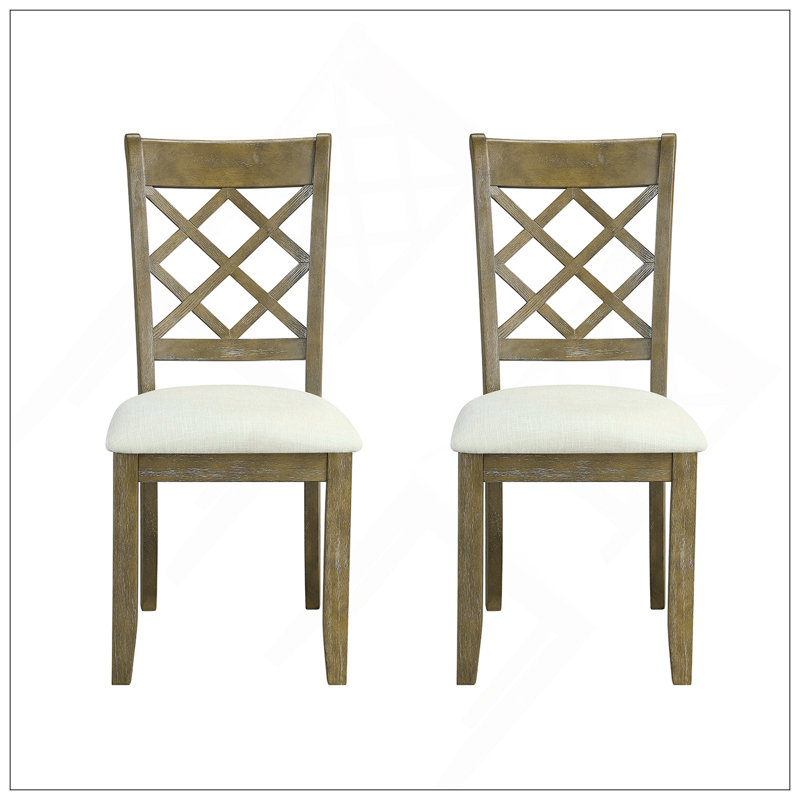 Ensemble de 2 chaises d'appoint en chêne beige et rustique avec coussin de siège rembourré pour une assise confortable et un design intemporel