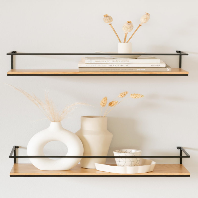 Ameelya Floating Shelf, Brown/Black