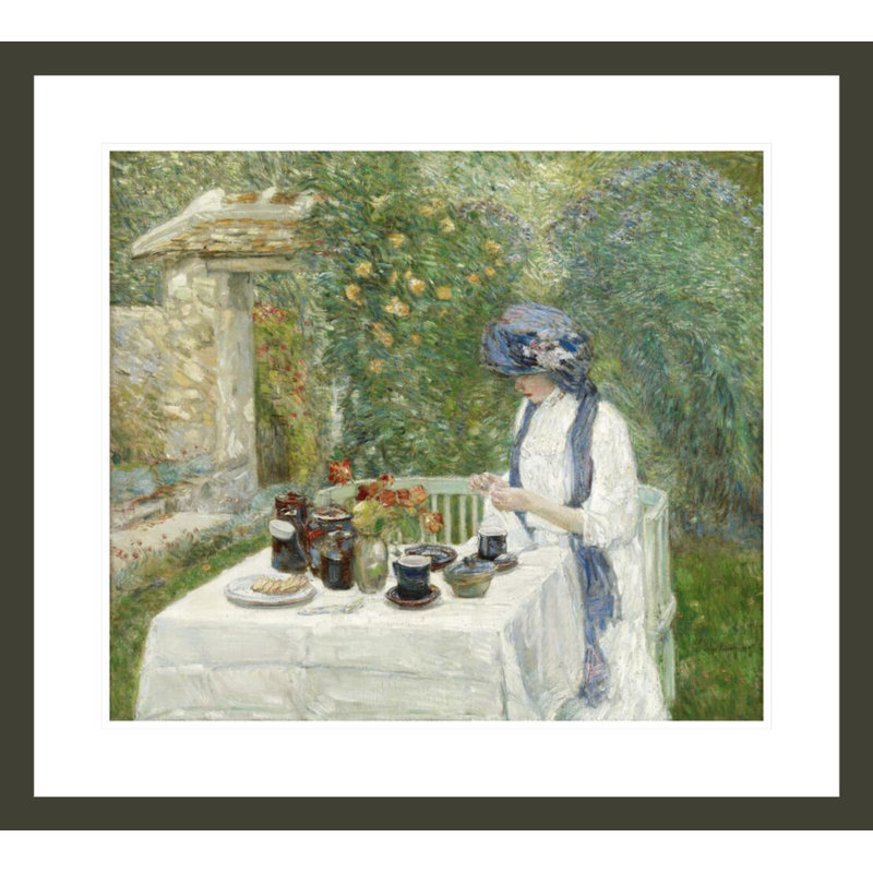 «French Tea Garden» par Childe Hassam - impression giclée encadrée, H 23,5 po x l 25,98 po