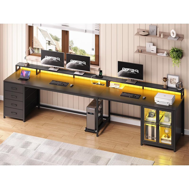 Bureau réversible avec prises encastrées Hansbury, Noir