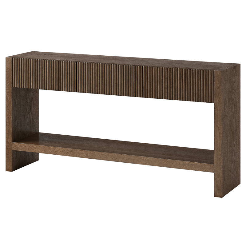 Console rectangulaire en bois massif de 60 po Manzanita, Chêne brun, H 30 po x l 60 po x P 14 po