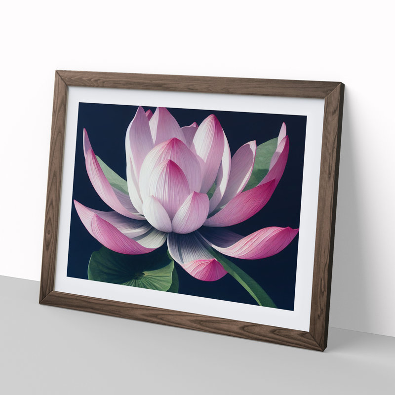 Bewitching Lotus Flower - Single Picture Frame Print, 46cm H x 64cm W x 2cm D, Walnut Framed