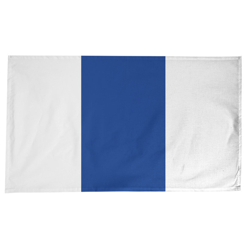 New York NYC Table Runner, White/Royal Blue/White, Cotton Blend, 102" x 58"