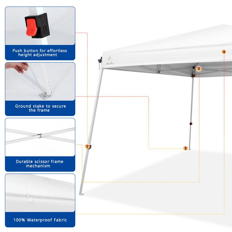 White 10x10 Waterproof UV-Resistant Steel Frame Canopy Tent