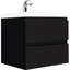 Meuble-lavabo 24 po avec fermeture en douceur - noir brillant. Lavabo en résine. Comptoir de meuble-lavabo pour salle de bain fonctionnel et élégant. Tiroirs pratiques