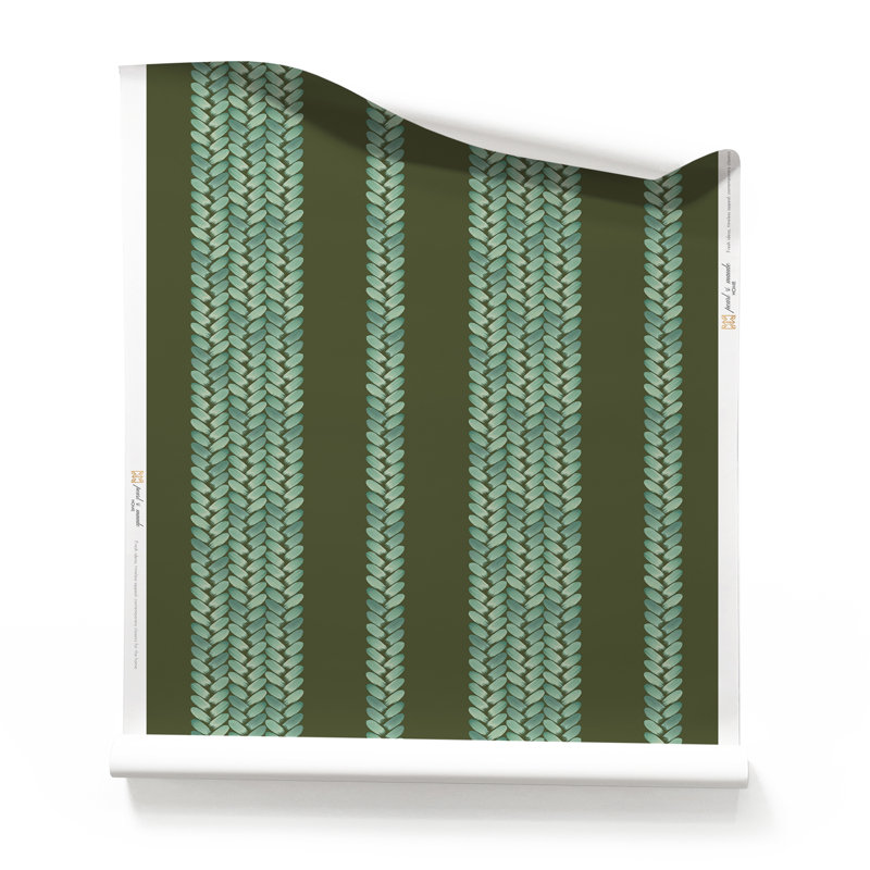 Peregrine | Woven Stripe Wallpaper Double Roll, Green/Teal
