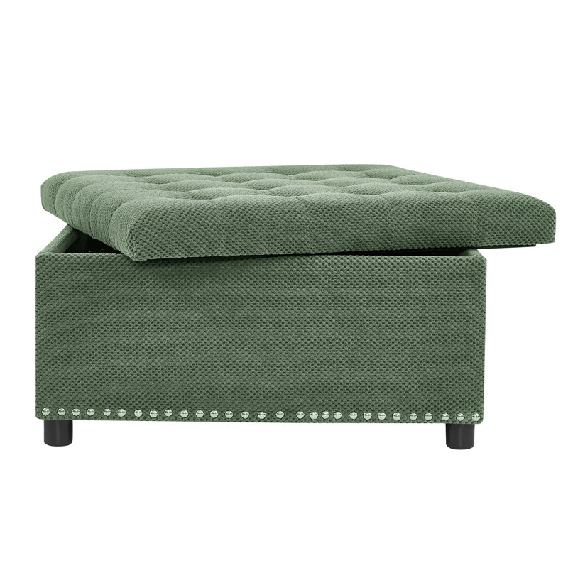 Repose-pieds avec garniture cloutée et rangement interne, idéal pour le salon de la chambre à coucher, garniture décorative à résistance moyenne, chambre de rangement fonctionnelle, assise moelleuse