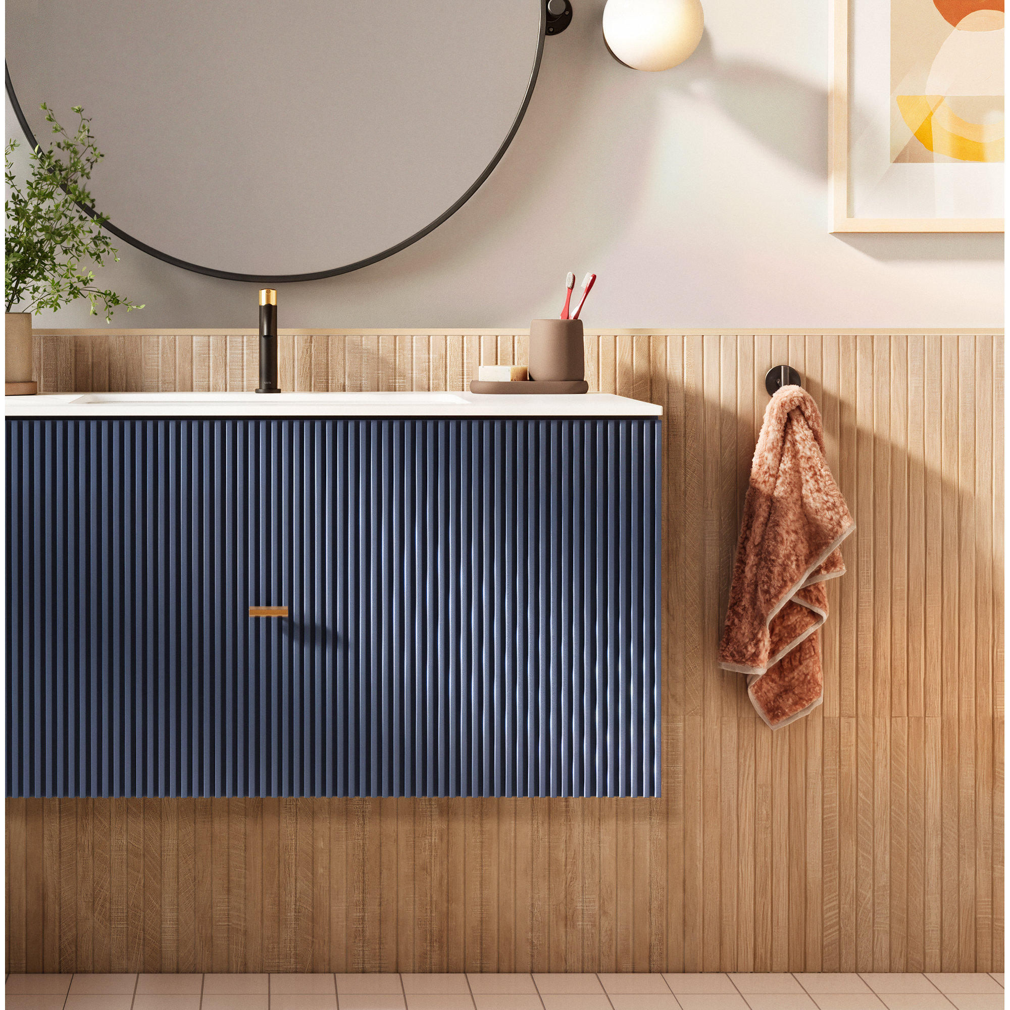 Auburn Ribbon 24 in. x 48 in. Porcelain Ribbed Wood Look Wall Tile (15.49 Sq. Ft. / Case), Brown