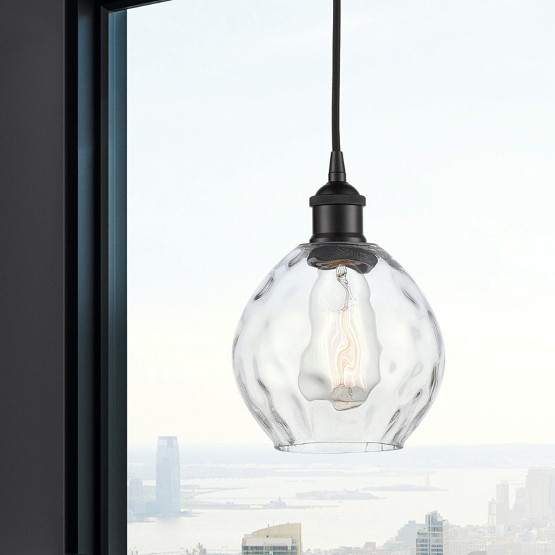 Luminaire suspendu simple à 1 lumière Oceanne, Noir mat
