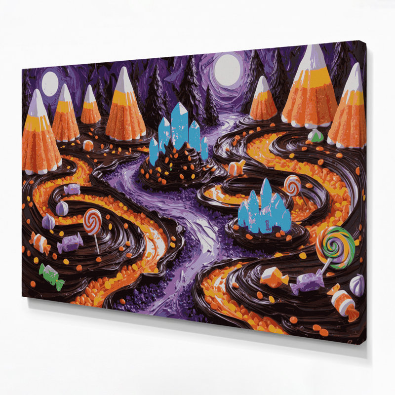 Desserts, bonbons d'Halloween, art mural sur toile brune, H 12 po x l 18 po