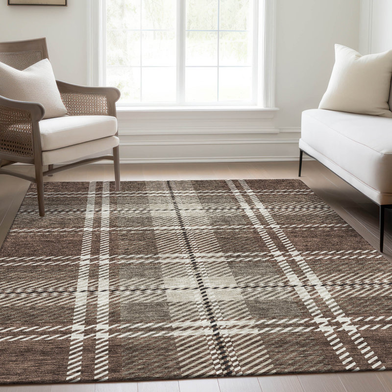 Premium Machine Washable Prisco Brown Rug, Rectangle 2'6" x 3'10"