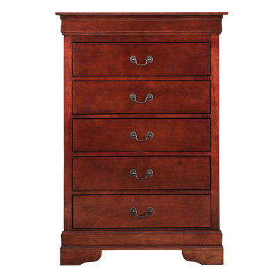 Commode de chambre à coucher - Couleur cerise, quincaillerie en métal élégante, tiroirs à queue d'aronde anglaise pour un ajustement sécuritaire La quincaillerie de rangement résiste au ternissement, aux moulures courbées, à la structure