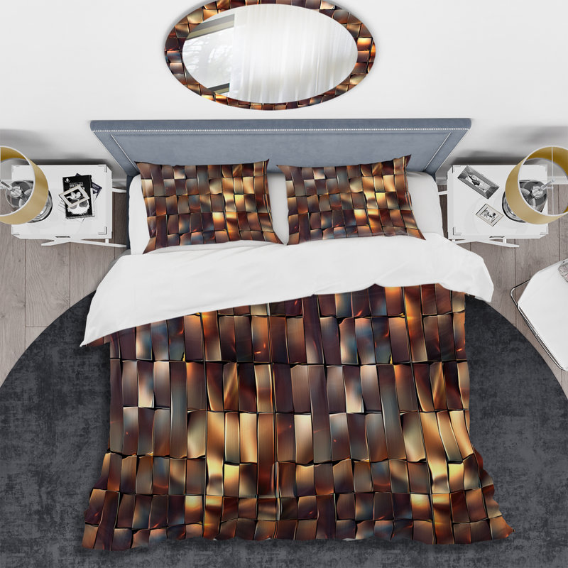 Ensemble de housse de couette Brown Metallic Gradient I - Glam, Housse de couette simple + 2 taies décoratives st