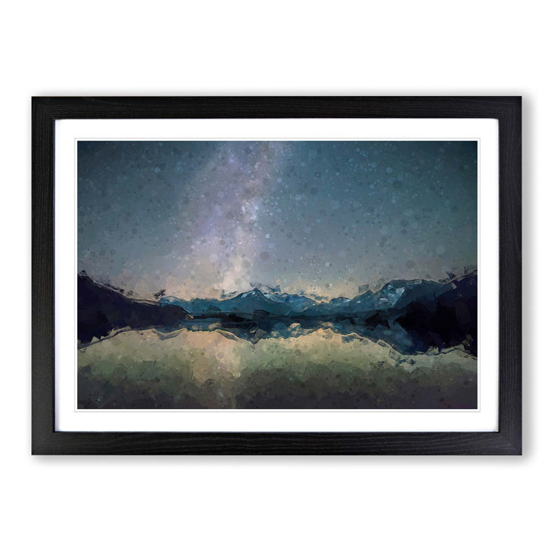 Mountain Star Reflection in Italy in Abstract - Picture Frame Graphic Art Print, 27cm H x 36cm W x 2cm D, Black Framed