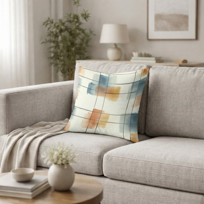 Coussin Plaid, H 18 po x l 18 po