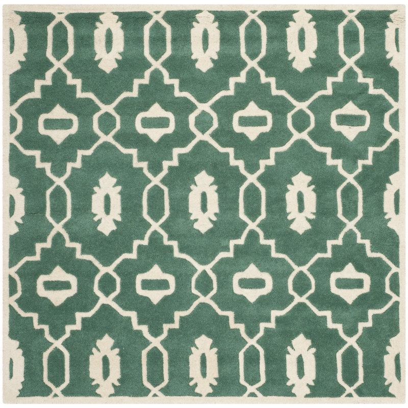 Carolene Hand Tufted Wool Geometric Rug, Square 5'