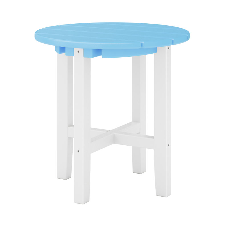 Table d'appoint ronde Iser, Destin - blanc, Bleu d'été