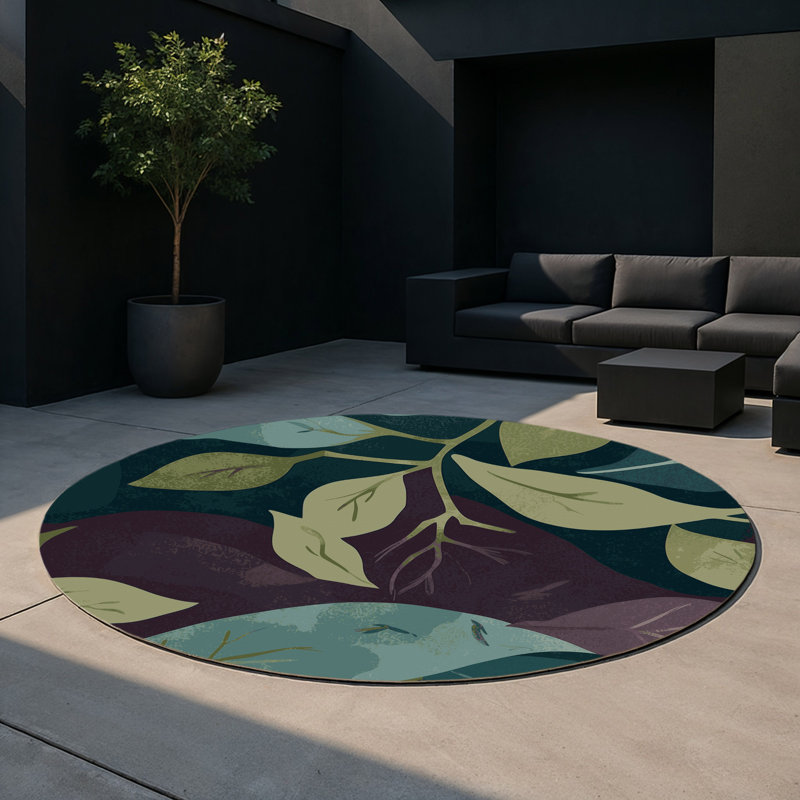 Tapis intérieur et extérieur Moonlit Silhouettes, Rond 5 pi