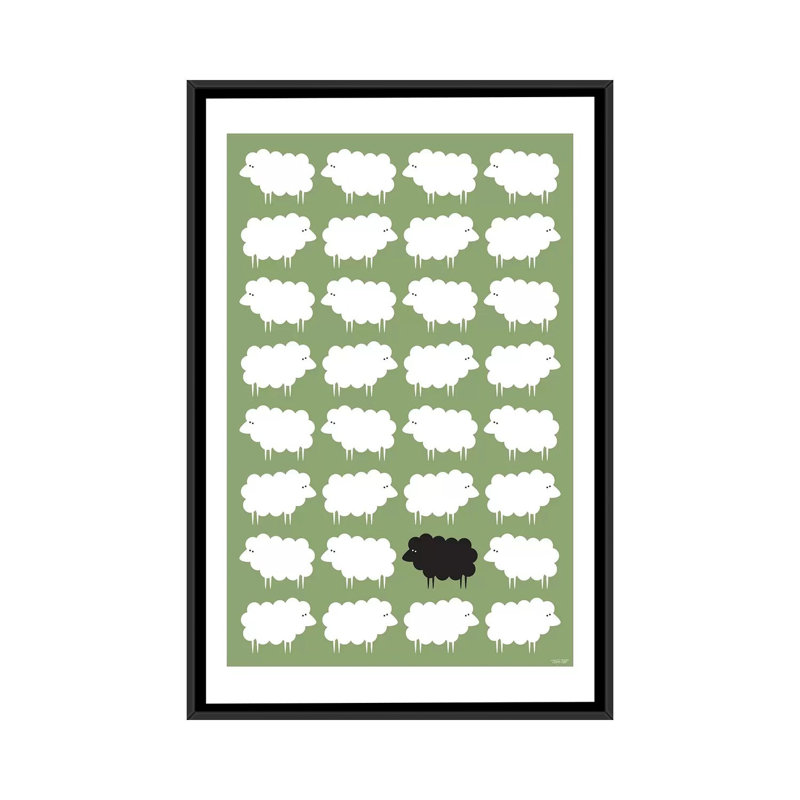 « black brebis », impression sur toile tendue, H 60 po x l 40po x P 1,5 po, Toile avec cadre noir