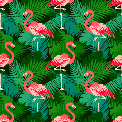 Jungle Flamingo by Lila-love - Wrapped Canvas Print