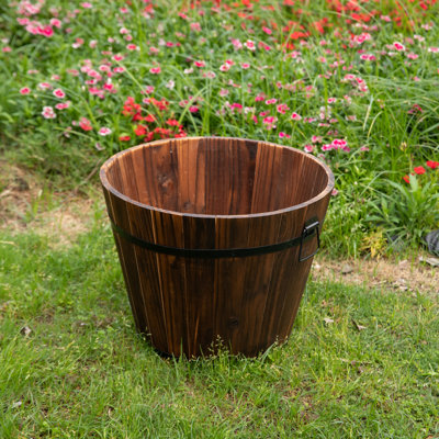 Eugenia Handmade Wood Barrel Planter