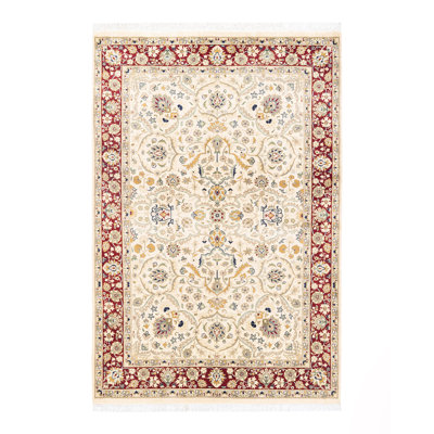Tapis unique en laine noué à la main 4 pi 2 po x 6 pi 3 po nouvel âge Hayner