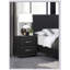 Table de chevet contemporaine 1 pièce en similicuir noir durable avec fonctionnement en douceur des tiroirs et intérieur luxueux