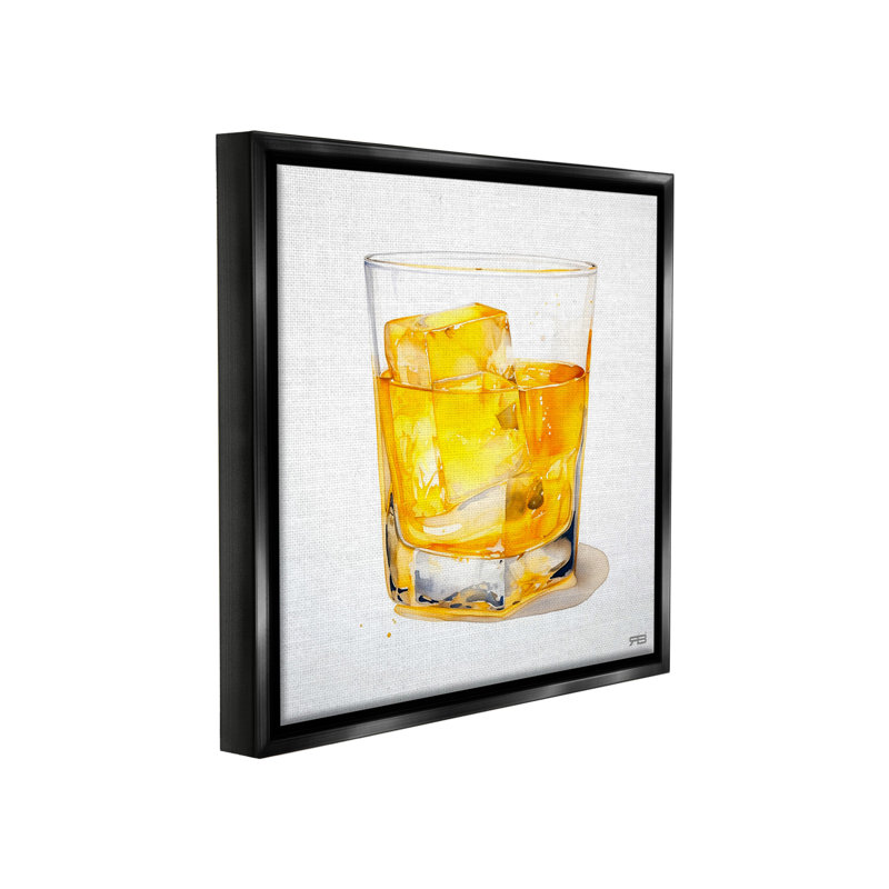 "Modern Liquor Glass" par RB sur toile, Cadre flottant noir de jais, H 25 po x l 25 po