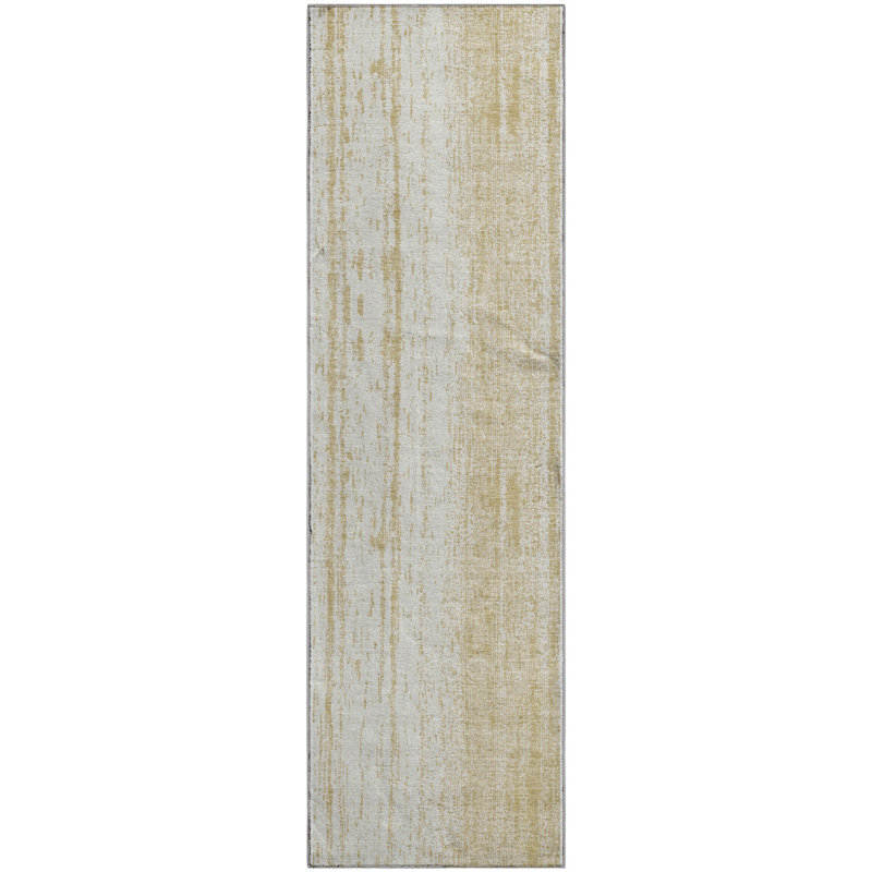 Premium Machine Washable Prisco Gold Rug, Runner 2'3" x 7'6"