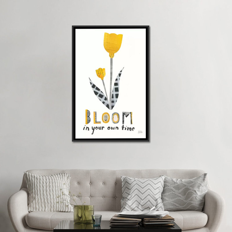 « fleuri boldly iv », impression sur toile tendue, H 26 po x l 18 po x P 1,5 po, Toile avec cadre flottant noir, Pas de tapis