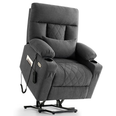 Three Motor Power Lift Recliner Chair With Adjustable Headrest For Elderly, Electric Recliner With Massage & Heating, Cup Holders And Usb Port