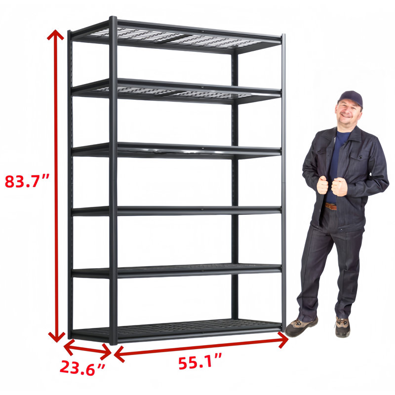Tablettes de rangement robustes en métal, (6 tablettes) H 23,6 po x l 84 po x P 55,1 po
