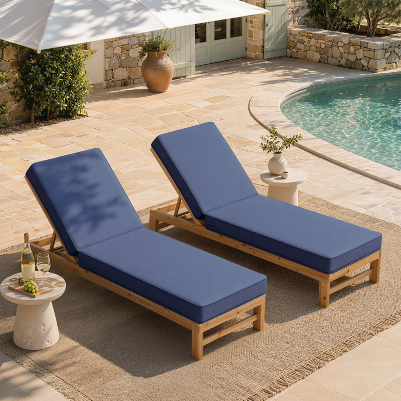 Outdoor Cushions 4'' Chaise Lounge Cushions 21" W X 72" L (Cushions Only), 2, 72" L x 21" W, Blue