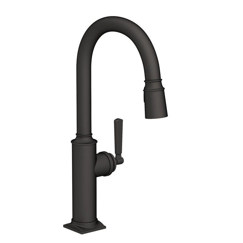 Adams Single Handle Pull Down Kitchen Faucet, Flat Black