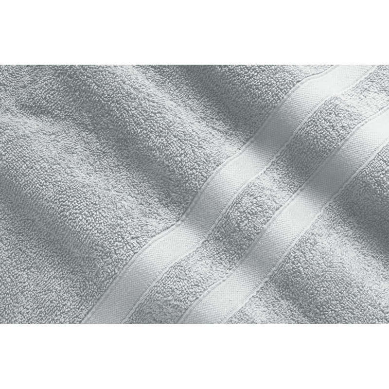 Bibb Home 18 Pc Zero Twist Standard Cotton Towel Set (9 colors available), Silver