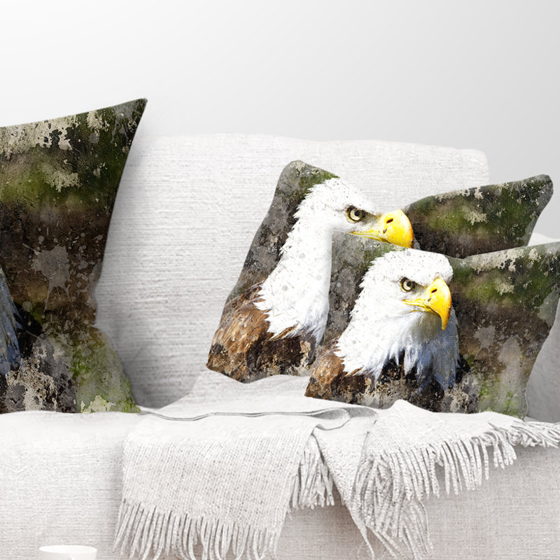 Coussin à tête d'aigle avec textures - imprimé animal