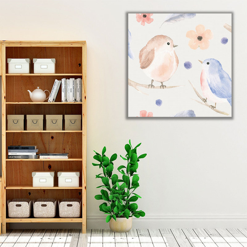 Spring Sentiments Pattern IB - Canvas Print Wall Art, 12" H x 12" W