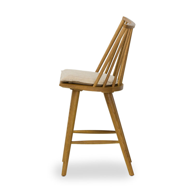 Lewis Windsor Stool With Cushion-Black Oak-Counter, Counter Stool (25.02” Seat Height), Sandy Oak
