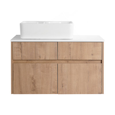 Meuble-lavabo mural de 32 pouces avec lavabo au design et portes à fermeture en douceur