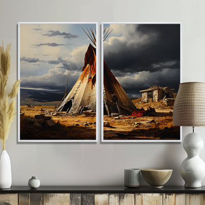 Tipi amérindien embrassant la tradition - art mural brun